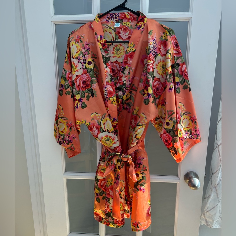 Floral Orange Kimono Robe